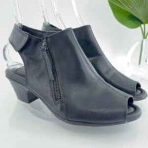 Earth Black Peep Toe Ankle Booties